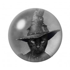 Cabochon en Verre Illustré Chat Gothique 12 à 25mm pour la Création de Bijoux Fantaisie - DIY