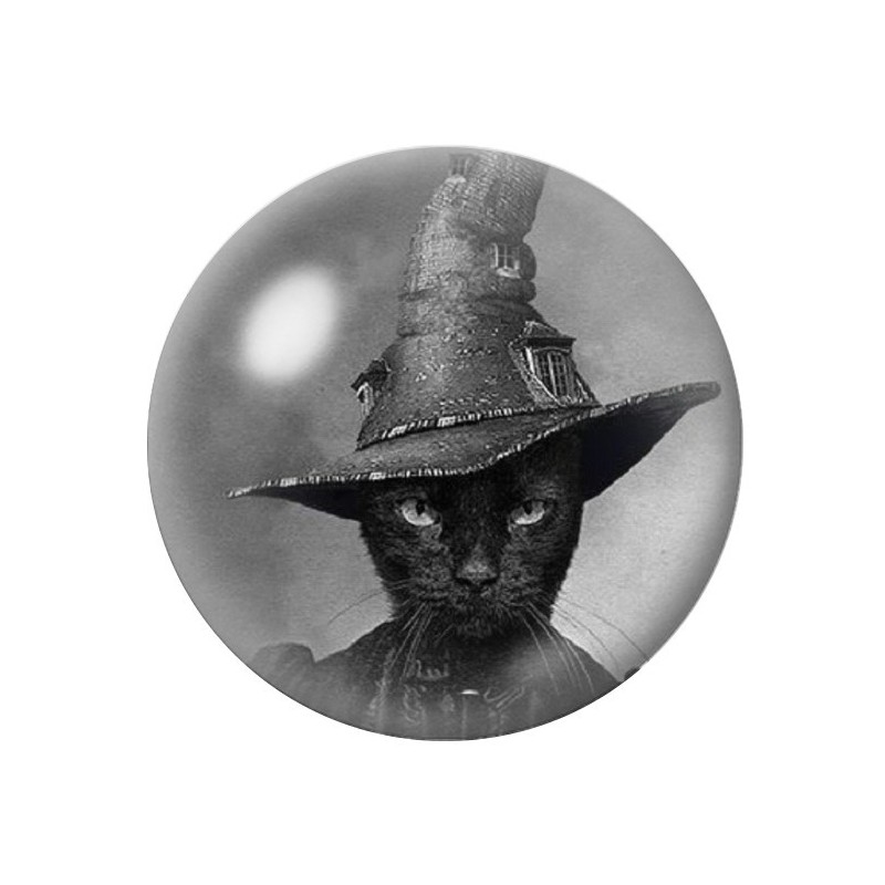 Cabochon en Verre Illustré Chat Gothique 12 à 25mm