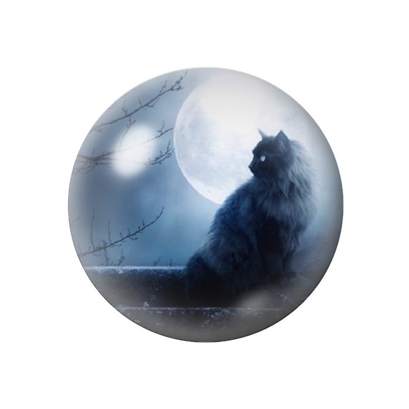 Cabochon en Verre Illustré Chat Gothique 12 à 25mm