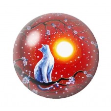 Cabochon en Verre Illustré Chat Lune 12 à 25mm pour la Création de Bijoux Fantaisie - DIY