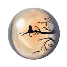 Cabochon en Verre Illustré Chat Lune 12 à 25mm pour la Création de Bijoux Fantaisie - DIY