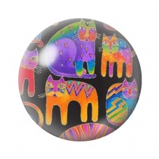 Cabochon en Verre Illustré Chat Colorés 12 à 25mm pour la Création de Bijoux Fantaisie - DIY