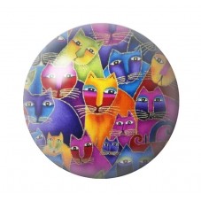 Cabochon en Verre Illustré Chat Colorés 12 à 25mm pour la Création de Bijoux Fantaisie - DIY