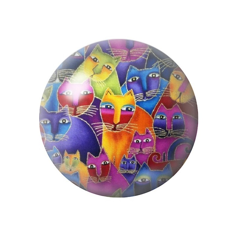 Cabochon en Verre Illustré Chat Colorés 12 à 25mm