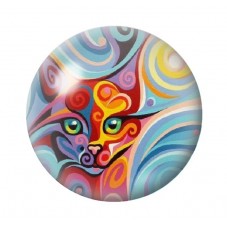 Cabochon en Verre Illustré Chat Coloré 12 à 25mm pour la Création de Bijoux Fantaisie - DIY