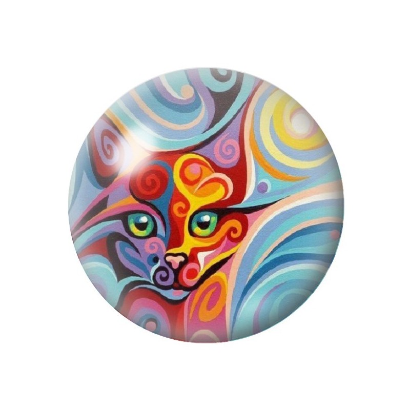 Cabochon en Verre Illustré Chat Coloré 12 à 25mm