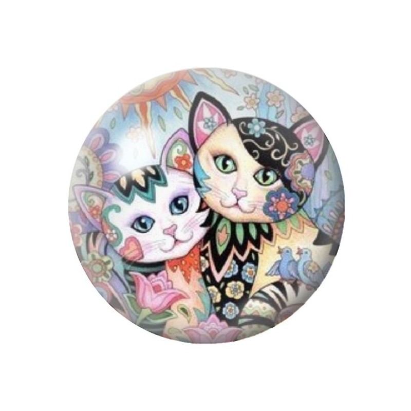 Cabochon en Verre Illustré Chat Colorés 12 à 25mm