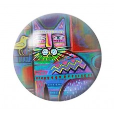 Cabochon en Verre Illustré Chat Colorés 12 à 25mm pour la Création de Bijoux Fantaisie - DIY