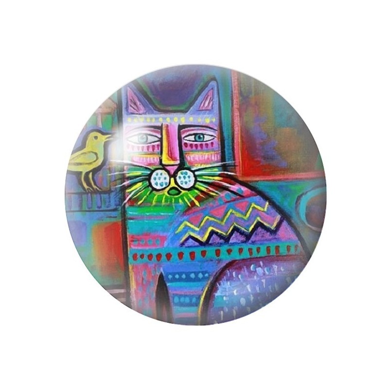 Cabochon en Verre Illustré Chat Colorés 12 à 25mm