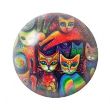 Cabochon en Verre Illustré Chat Colorés 12 à 25mm pour la Création de Bijoux Fantaisie - DIY