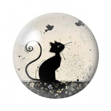 Cabochon en Verre Illustré Chat Noir 12 à 25mm pour la Création de Bijoux Fantaisie - DIY