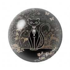 Cabochon en Verre Illustré Chat Noir 12 à 25mm pour la Création de Bijoux Fantaisie - DIY