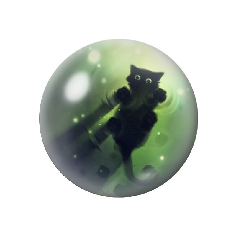 Cabochon en Verre Illustré Chat Noir 12 à 25mm