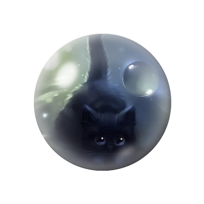 Cabochon en Verre Illustré Chat Noir 12 à 25mm