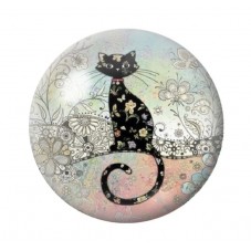 Cabochon en Verre Illustré Chat Noir 12 à 25mm pour la Création de Bijoux Fantaisie - DIY