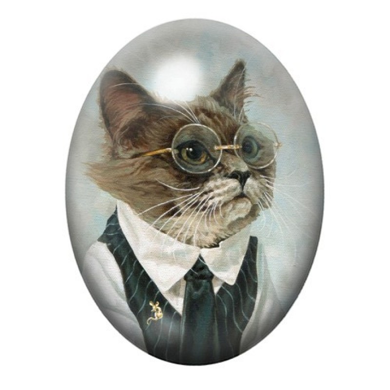 Cabochon en Verre Illustré Chat 13x18, 18x25 ou 30x40mm