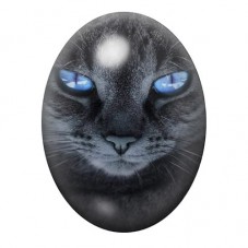 Cabochon en Verre Illustré Chat Noir aux Yeux Bleus 13x18, 18x25 ou 30x40mm pour la création de bijoux fantaisie - DIY