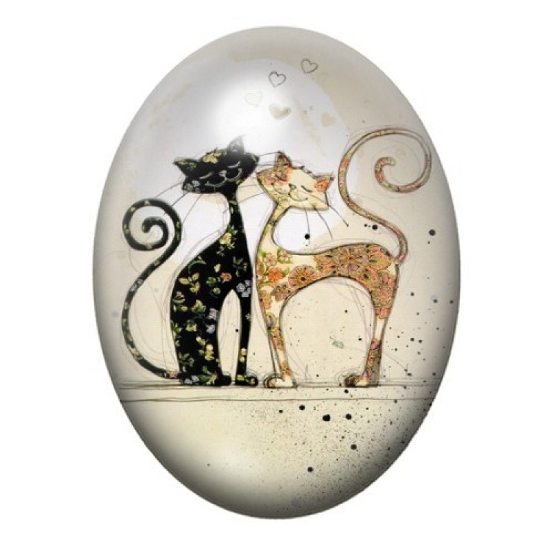 Cabochon en Verre Illustré Chat 13x18, 18x25 ou 30x40mm