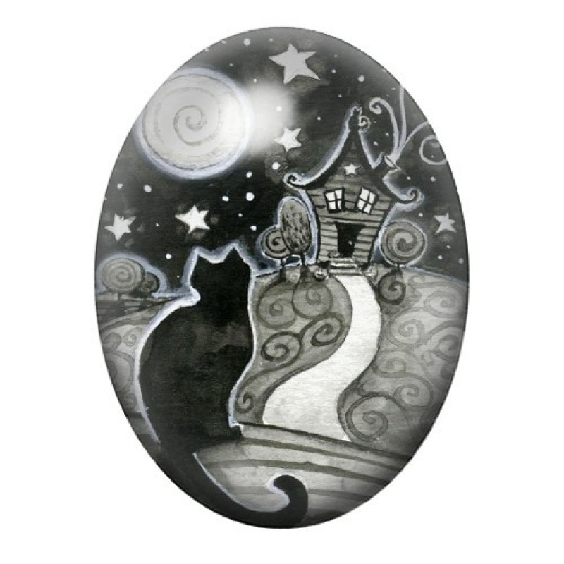 Cabochon en Verre Illustré Chat 13x18, 18x25 ou 30x40mm