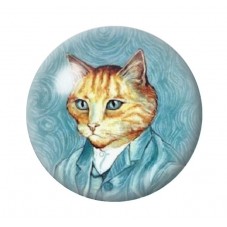 Cabochon en Verre Illustré Chat Style Van Gogh 12 à 25mm pour la Création de Bijoux Fantaisie - DIY