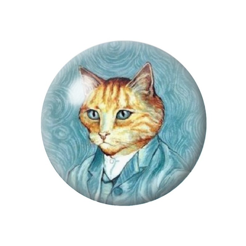 Cabochon en Verre Illustré Chat Style Van Gogh 12 à 25mm