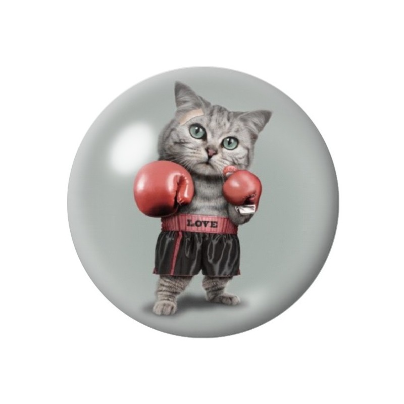 Cabochon en Verre Illustré Chat Boxeur 12 à 25mm