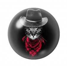 Cabochon en Verre Illustré Chat Bandit12 à 25mm pour la Création de Bijoux Fantaisie - DIY