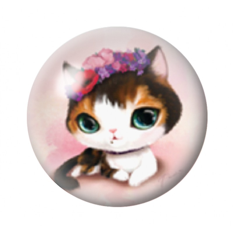 Cabochon en Verre Illustré Chat Mignon 12 à 25mm