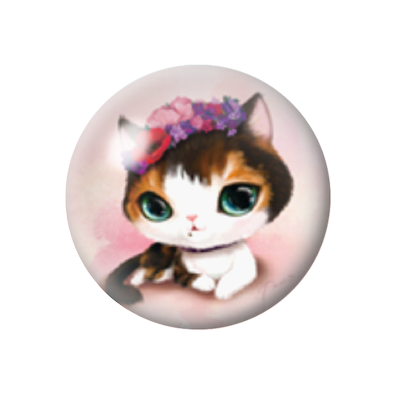Cabochon en Verre Illustré Chat Mignon 12 à 25mm