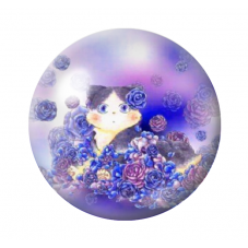 Cabochon en Verre Illustré Chat Fleuri 12 à 25mm pour la Création de Bijoux Fantaisie - DIY