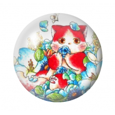 Cabochon en Verre Illustré Chat Fleuri 12 à 25mm pour la Création de Bijoux Fantaisie - DIY