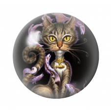 Cabochon en Verre Illustré Chat 12 à 25mm pour la Création de Bijoux Fantaisie - DIY