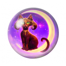 Cabochon en Verre Illustré Chat Lune 12 à 25mm pour la Création de Bijoux Fantaisie - DIY