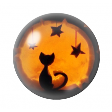 Cabochon en Verre Illustré Chat Lune Etoiles 12 à 25mm pour la Création de Bijoux Fantaisie - DIY