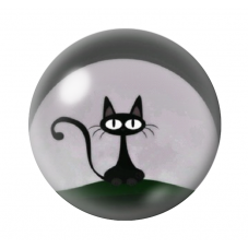 Cabochon en Verre Illustré Chat Noir 12 à 25mm pour la Création de Bijoux Fantaisie - DIY