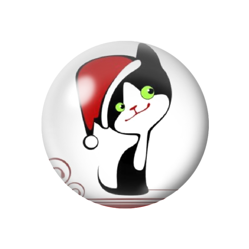 Cabochon en Verre Illustré Chat Noël 12 à 25mm
