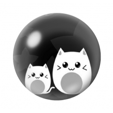 Cabochon en Verre Illustré Chats Noir et Blanc 12 à 25mm pour la Création de Bijoux Fantaisie - DIY
