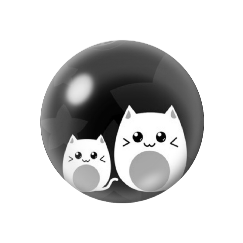 Cabochon en Verre Illustré Chats Noir et Blanc 12 à 25mm
