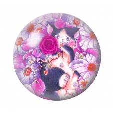 Cabochon en Verre Illustré Chat Fleuri 12 à 25mm pour la Création de Bijoux Fantaisie - DIY
