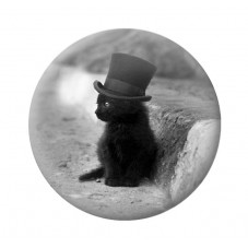 Cabochon en Verre Illustré Chat Classe Noir et Blanc 12 à 25mm pour la Création de Bijoux Fantaisie - DIY