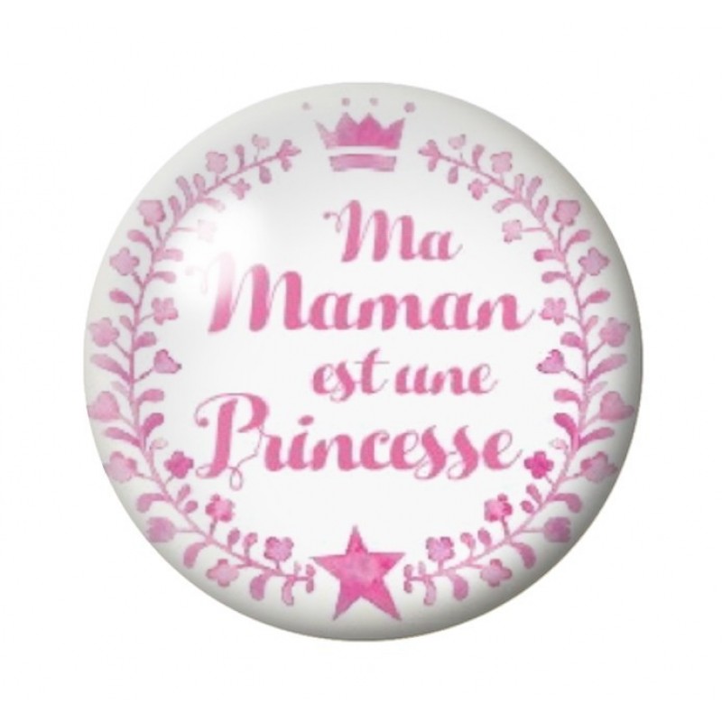 Cabochon en Verre Illustré Maman Princesse 12 à 25mm