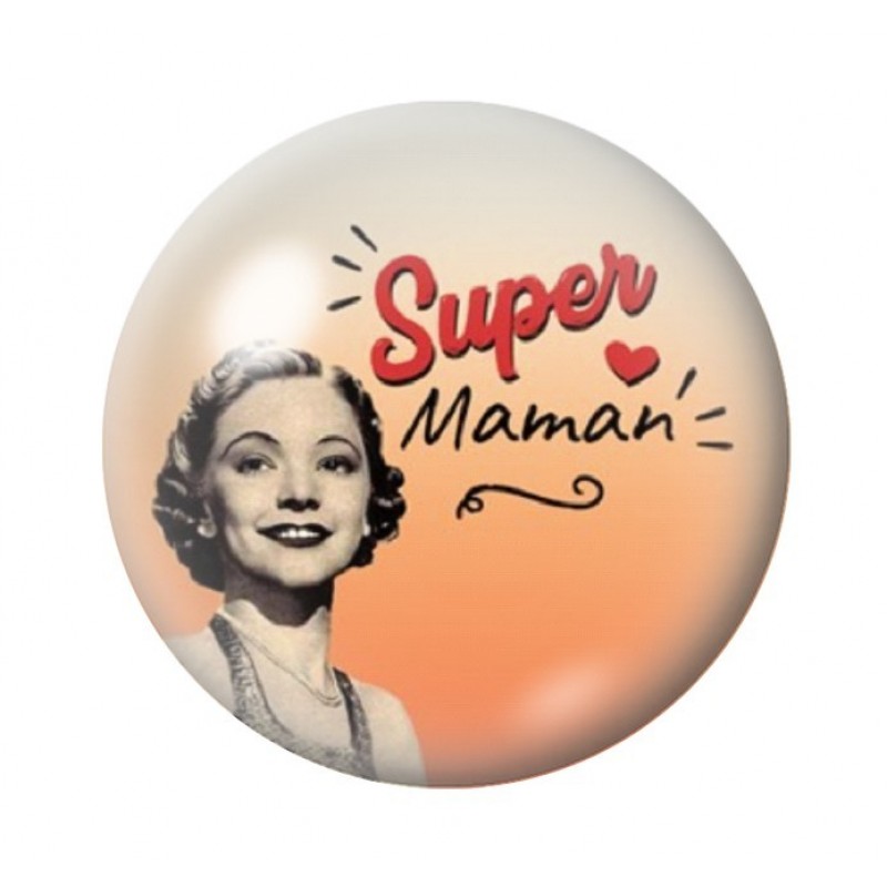Cabochon en Verre Illustré Super Maman 12 à 25mm