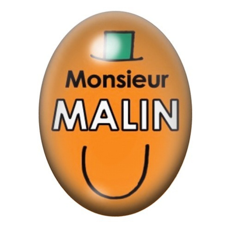 Cabochon en Verre Illustré Monsieur Malin 13x18 ou 18x25mm