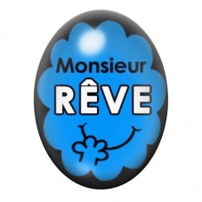 Cabochon en Verre Illustré Monsieur Rêve 13x18 ou 18x25mm pour la Création de Bijoux Fantaisie - DIY