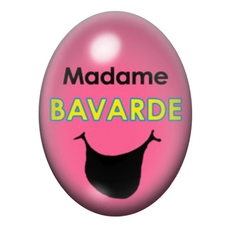 Cabochon en Verre Illustré Madame Bavarde 13x18 ou 18x25mm