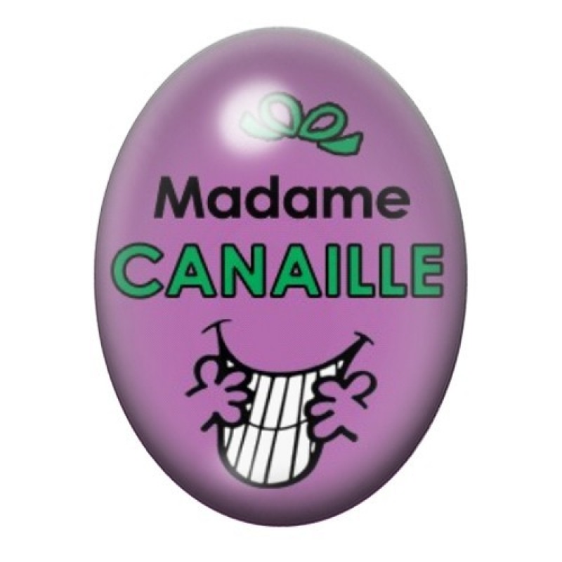 Cabochon en Verre Illustré Madame Canaille 13x18 ou 18x25mm