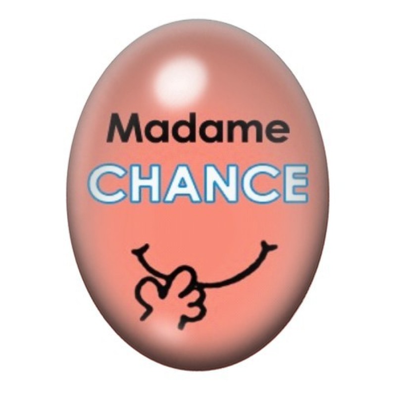 Cabochon en Verre Illustré Madame Chance 13x18 ou 18x25mm