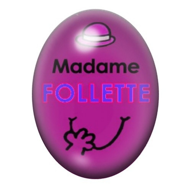 Cabochon en Verre Illustré Madame Follette 13x18 ou 18x25mm