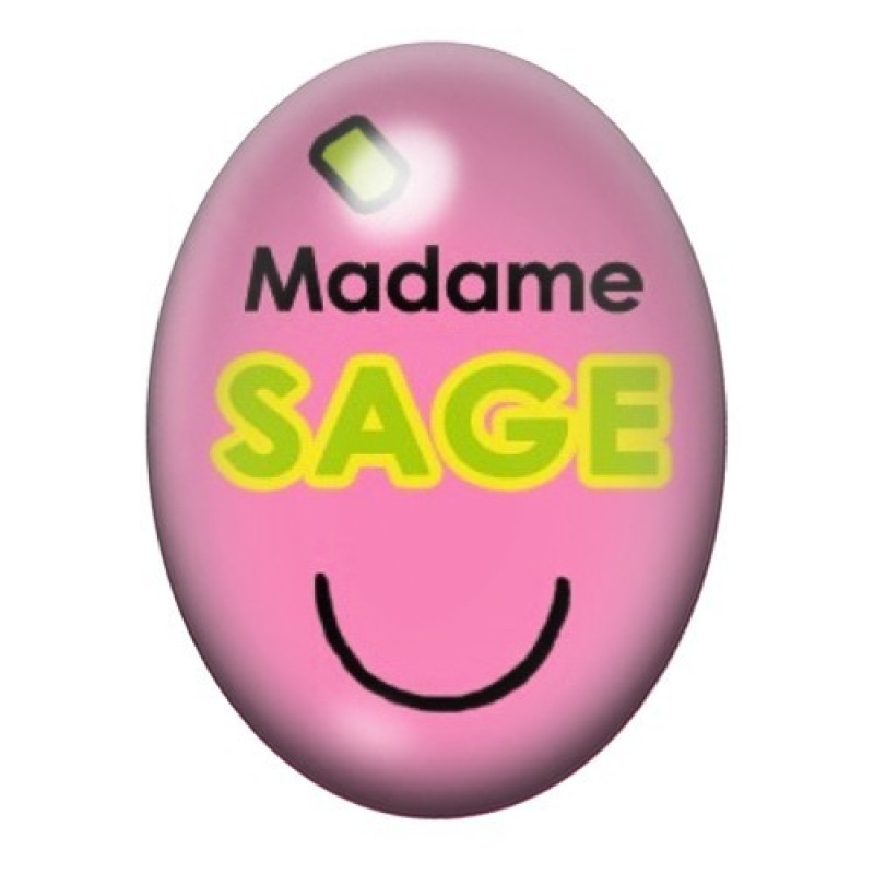 Cabochon en Verre Illustré Madame Sage 13x18 ou 18x25mm
