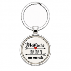 Porte-Clé Fait Main Meilleure Maman au monde Verre 25mm pour la Création de Bijoux Fantaisie - DIY